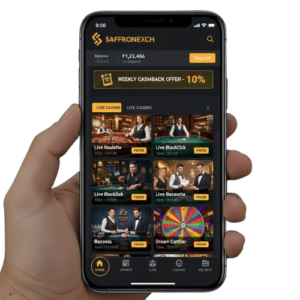 SaffronExch dashboard interface overview with live betting features