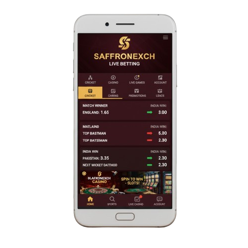 SaffronExch mobile panel interface for live cricket betting
