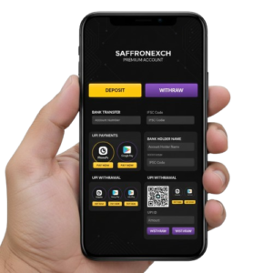 SaffronExch betting platform logo with secure deposit and withdrawal services