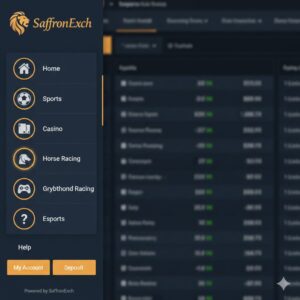 Online betting dashboard UI with real time odds and navigation panel