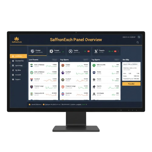 SaffronExch panel overview dashboard showing live betting options and account controls