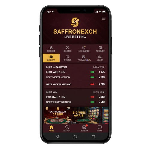 SaffronExch panel dashboard with live betting odds, wallet balance and account controls