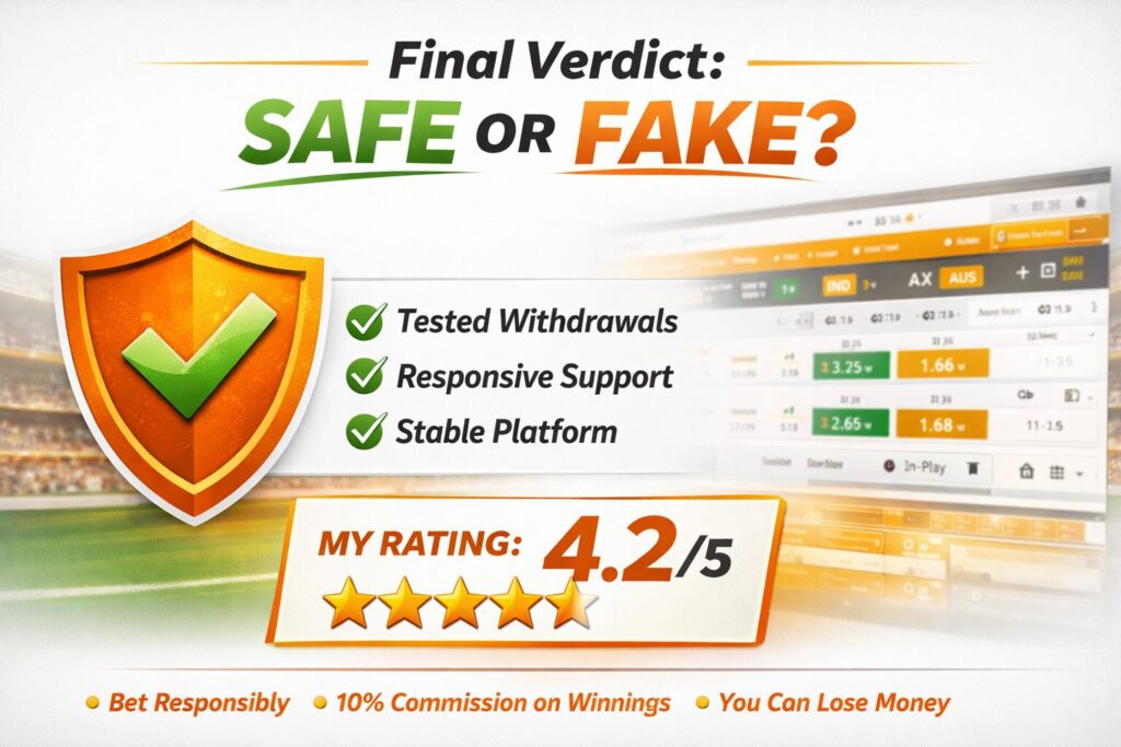 Final verdict safe or fake betting platform review with 4.2 rating and secure withdrawals