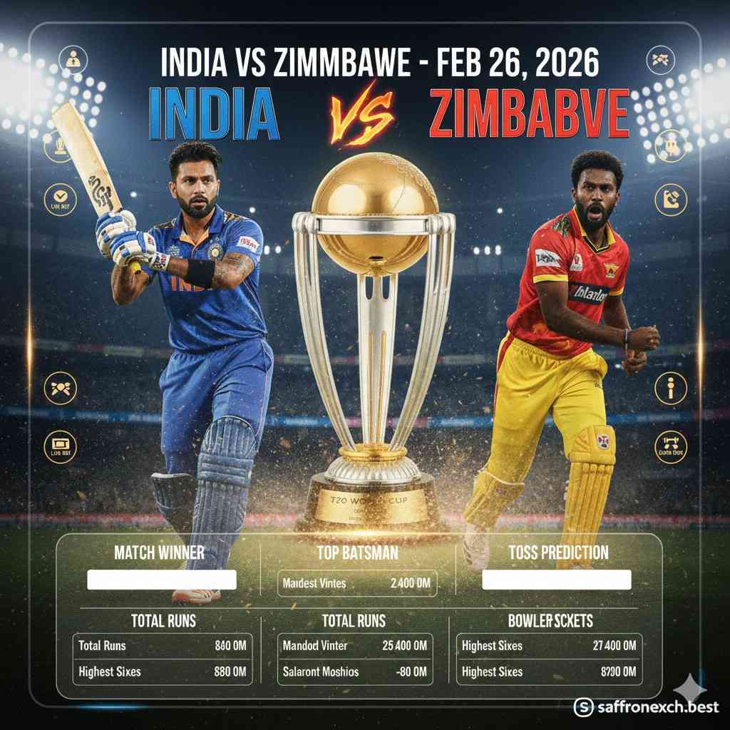 India vs Zimbabwe 26 Feb 2026: My Final Match Winner Prediction, Toss, Score, Top Batsman Odds & Complete Betting Guide for saffronexch.best Users