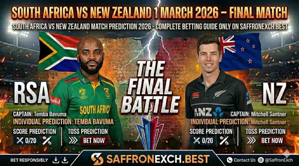 South Africa vs New Zealand 4 March 2026: My Semi-Final Match Prediction, Toss, Score & Complete Betting Guide for SaffronExch Users
